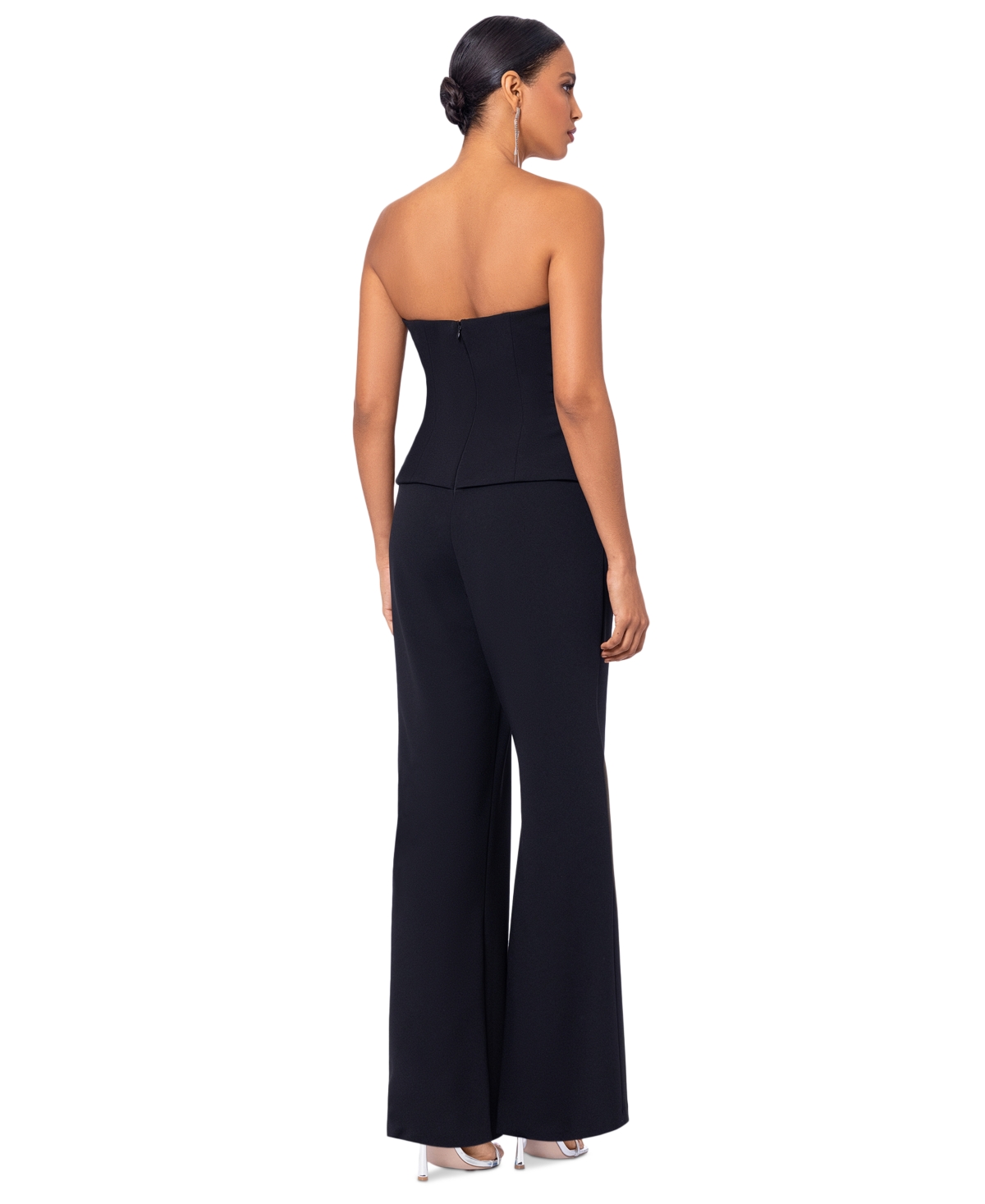 Betsy & Adam Women's Strapless Tuxedo Jumpsuit