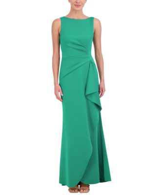 Eliza J Ruched Cascading-Ruffle Gown - Macy's