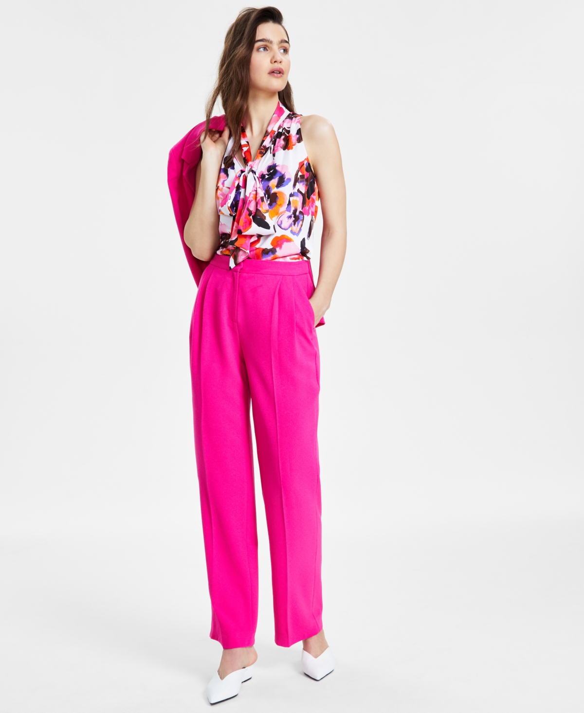 Shop Bar Iii Women's High-rise Wide-leg Pants, Created For Macy's In Sunset Rose