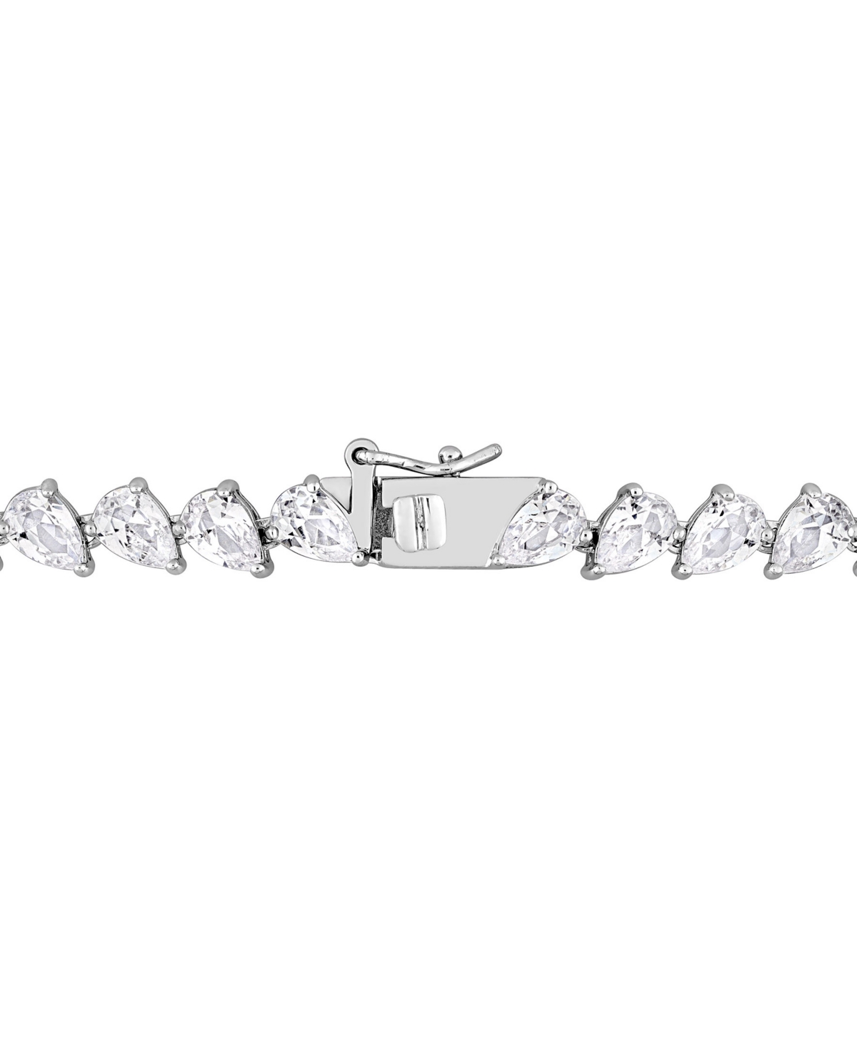Shop Macy's Lab-grown White Sapphire Pear 18" Tennis Necklace (39-1/2 Ct. T.w.) In Sterling Silver