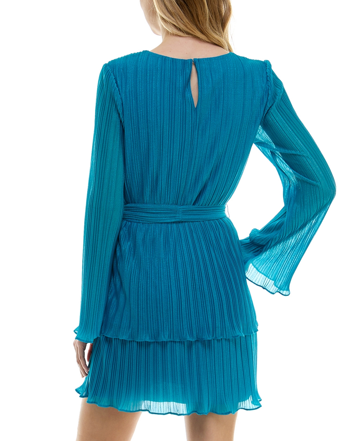 City Studios Juniors' Pleated Bell-Sleeve Dress
