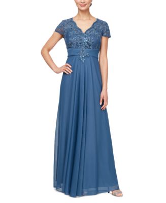 discontinued alex evenings dresses Petite Sequin Embroidered-Lace Gown this style is perfect for your special celebration Alex Evenings Dress L (12-14)