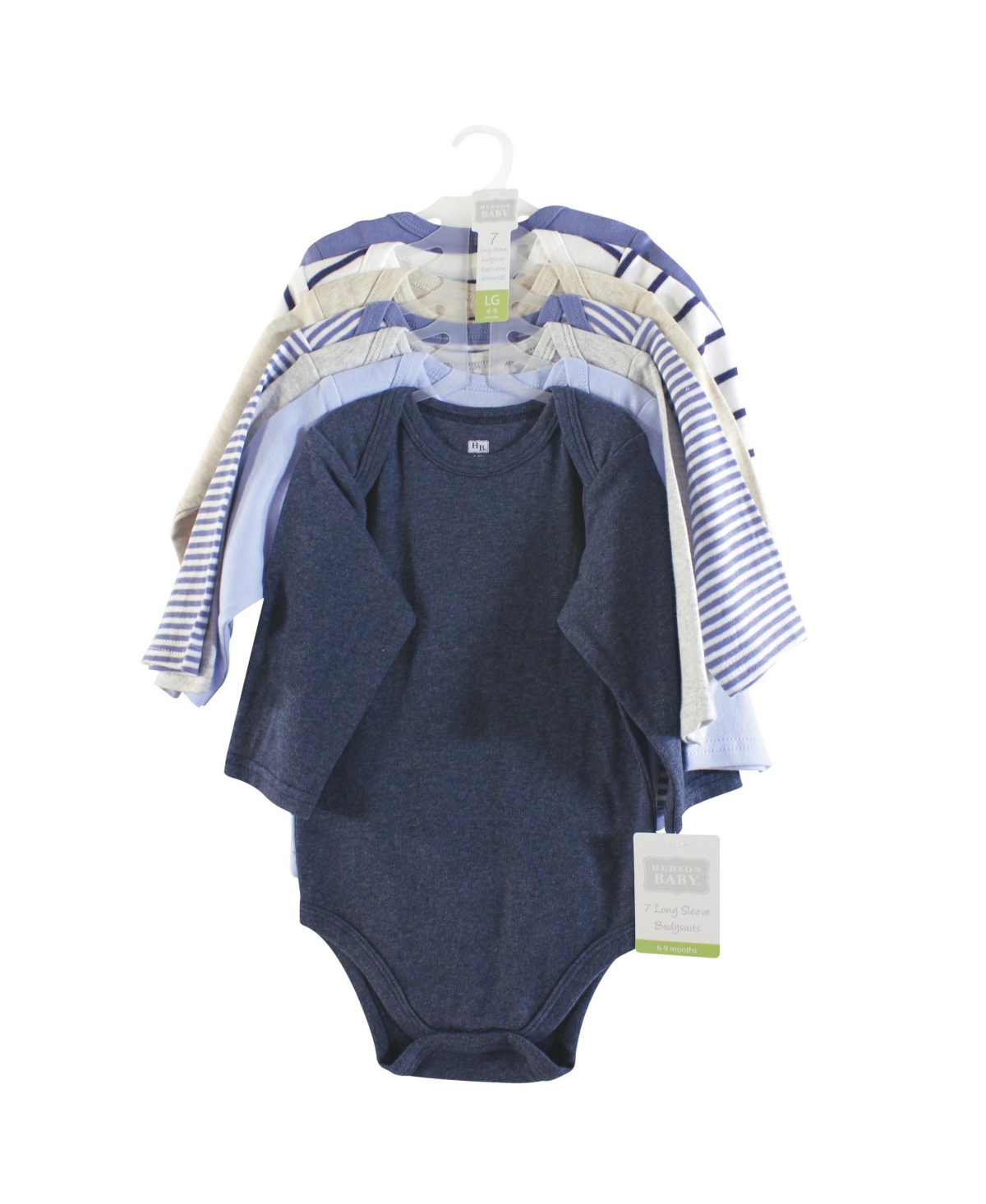 Hudson Baby Boys Long-Sleeve Cotton Bodysuit Collection 7-Piece Set