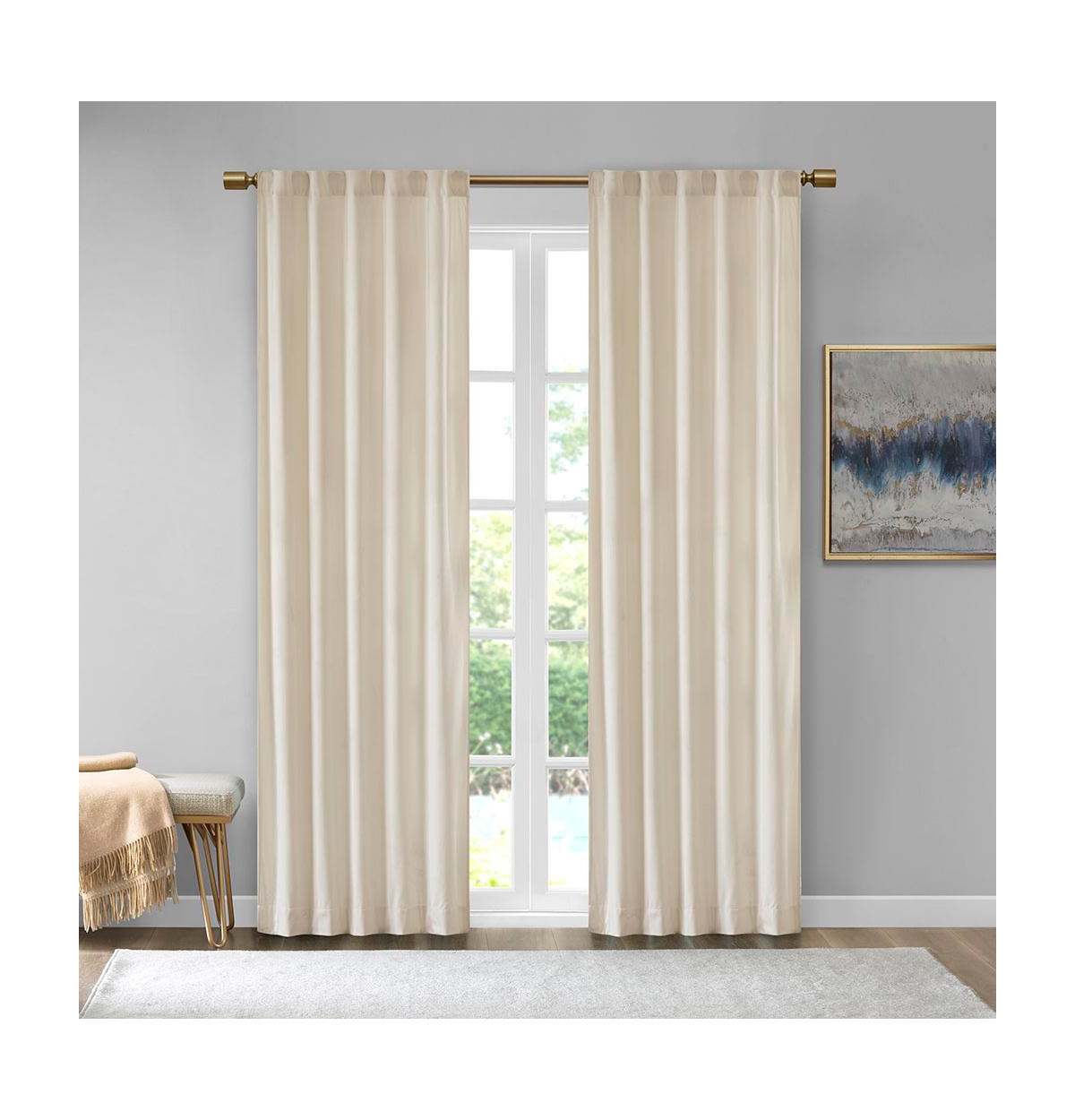 Colt Room Darkening Velvet Thermal Insulated Curtain Panel Pair, 37"W x 84"L - Navy