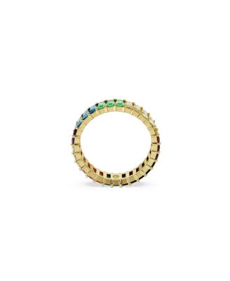 Multicolored Baguette Cut Gold-Tone Plated Matrix Ring