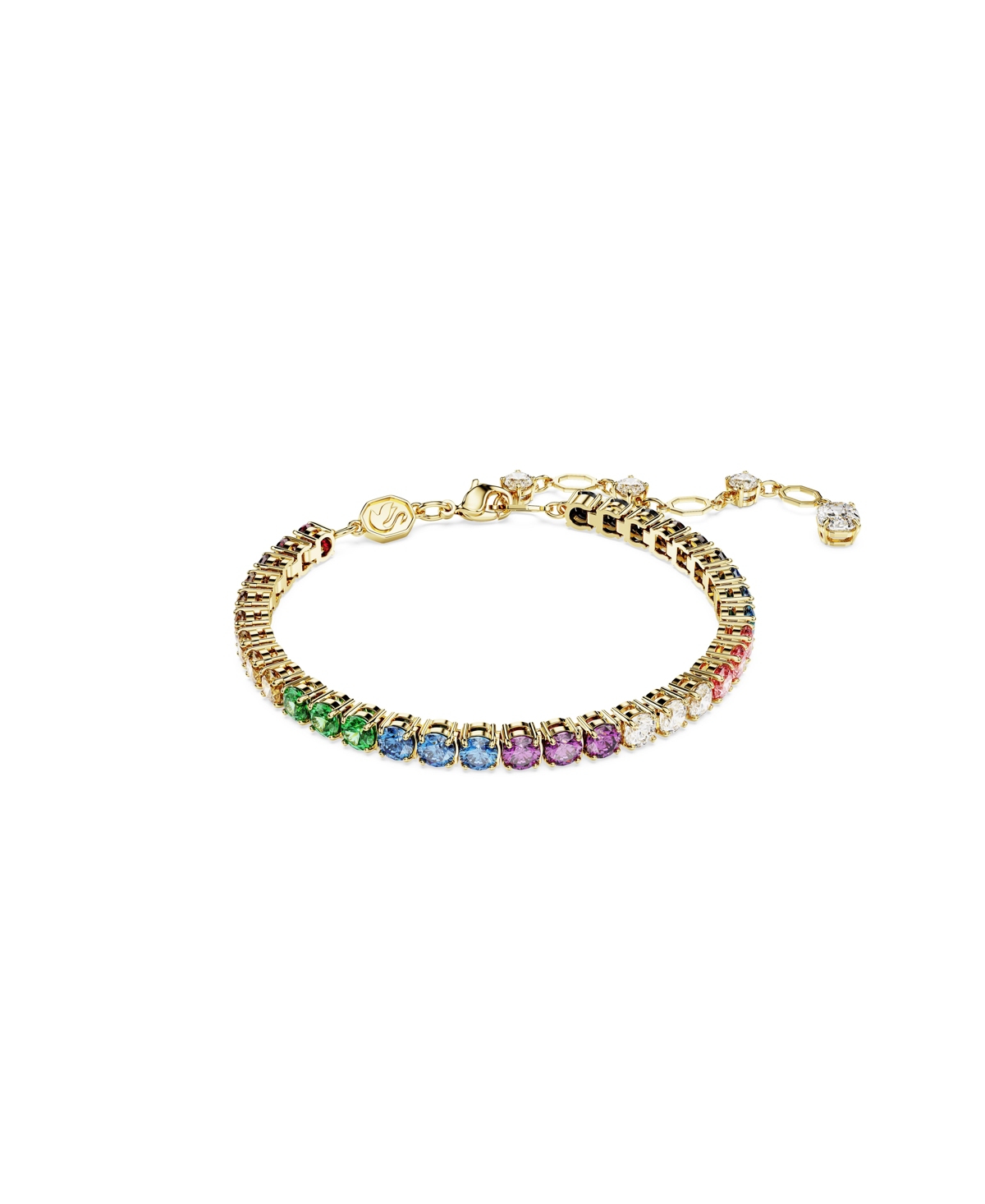 Swarovski Multicolored Round Cut Gold-tone Plated Matrix Bracelet