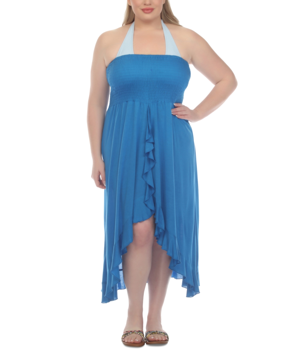 Plus Size Tube Dress Cover-Up - Lapis Blue