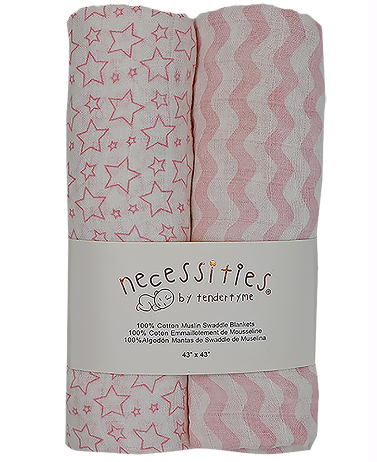 Tendertyme Baby Girls Stars Nursery Blanket Collection, 7 Piece Set In Pink And White