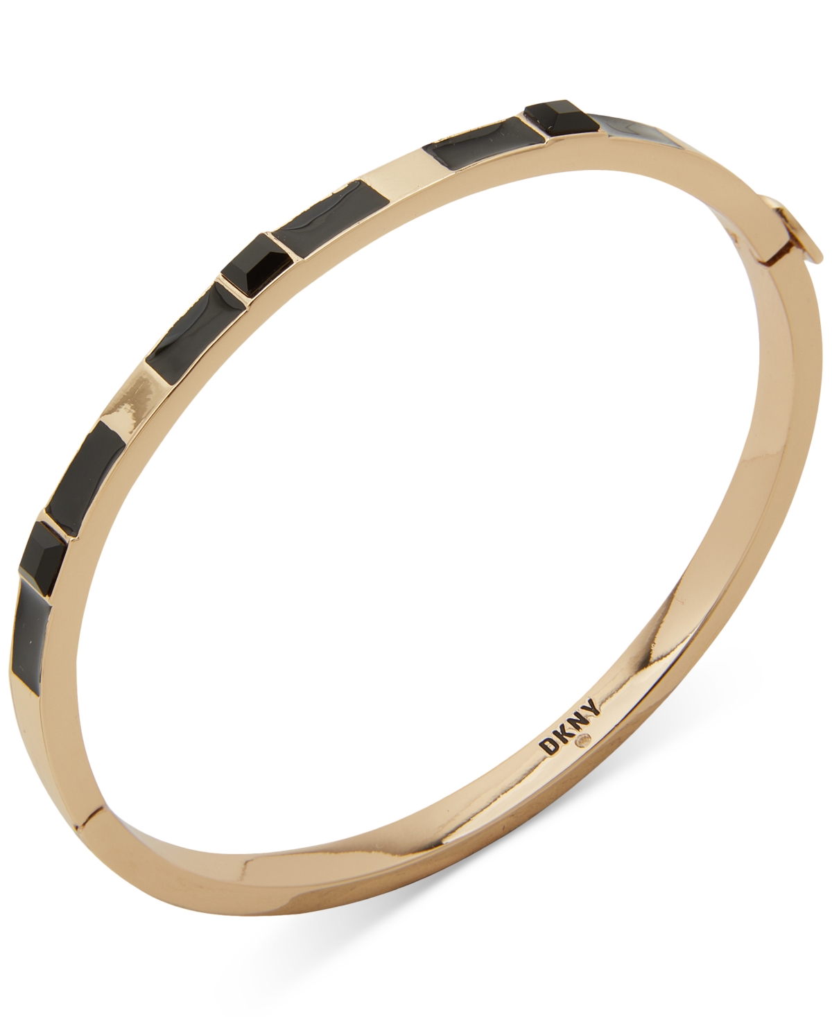 Dkny Gold-tone Jet Crystal Thin Bangle Bracelet