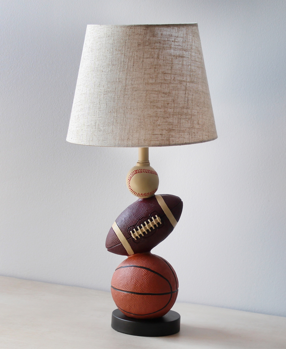 Simple Designs SportsLite 22" Tall Popular Sports Combo Basketball, Baseball, Football Polyresin Table Desk Lamp