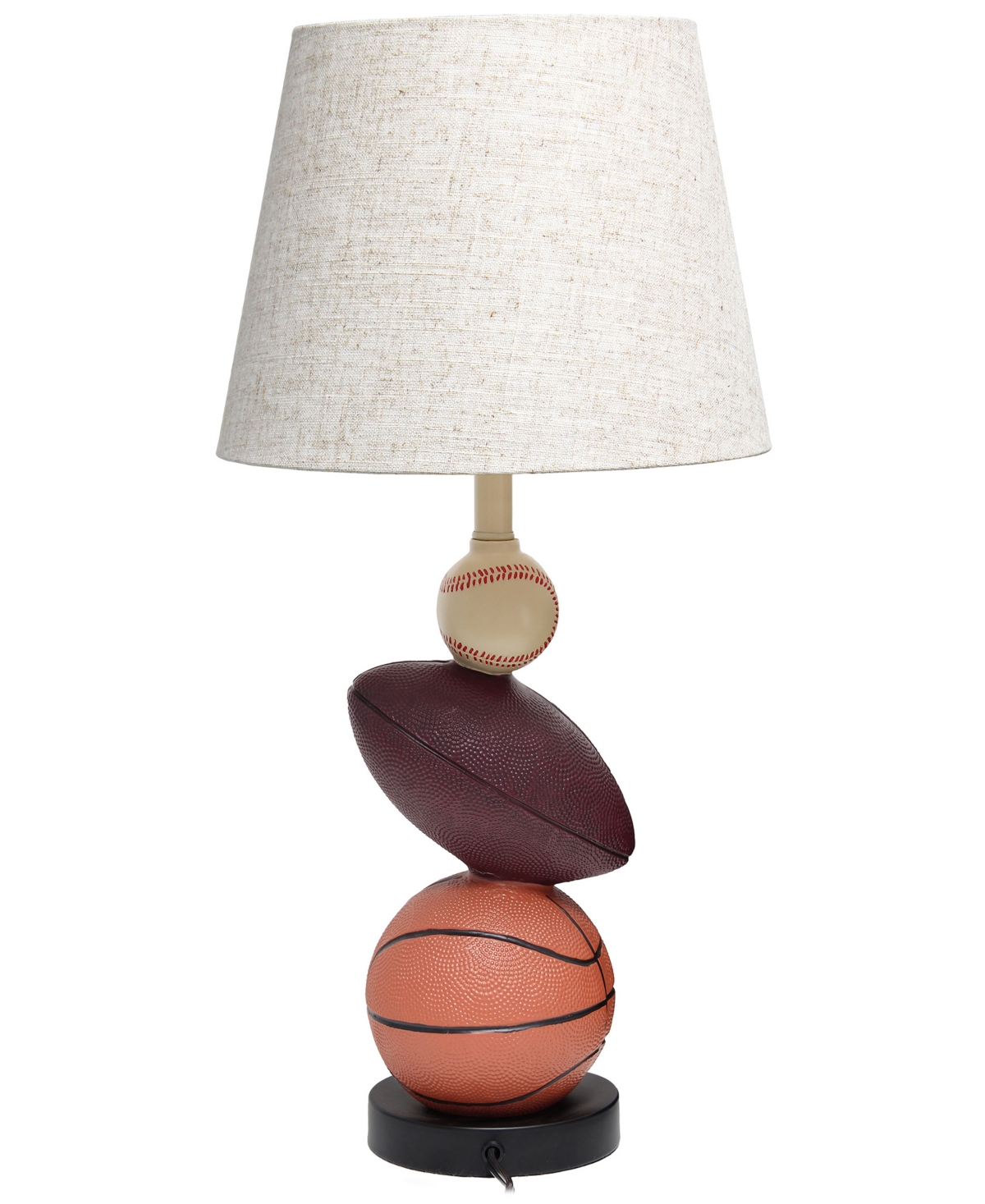 Simple Designs Sportslite 22" Tall Popular Sports Combo Basketball, Baseball, Football Polyresin Table Desk Lamp In Multi