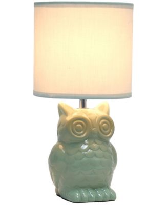 12.8" Tall Contemporary Ceramic Owl Bedside Table Desk Lamp with Matching Fabric Shade 