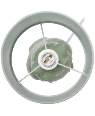 12.8" Tall Contemporary Ceramic Owl Bedside Table Desk Lamp with Matching Fabric Shade 