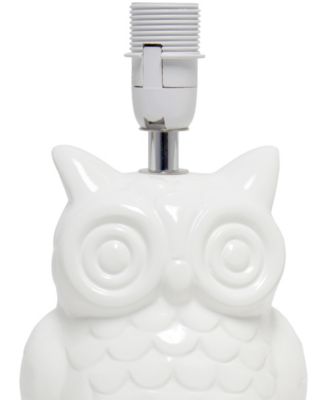 12.8" Tall Contemporary Ceramic Owl Bedside Table Desk Lamp with Matching Fabric Shade 