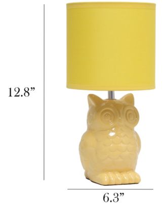 12.8" Tall Contemporary Ceramic Owl Bedside Table Desk Lamp with Matching Fabric Shade 