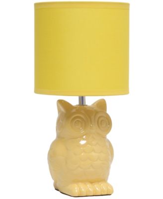12.8" Tall Contemporary Ceramic Owl Bedside Table Desk Lamp with Matching Fabric Shade 