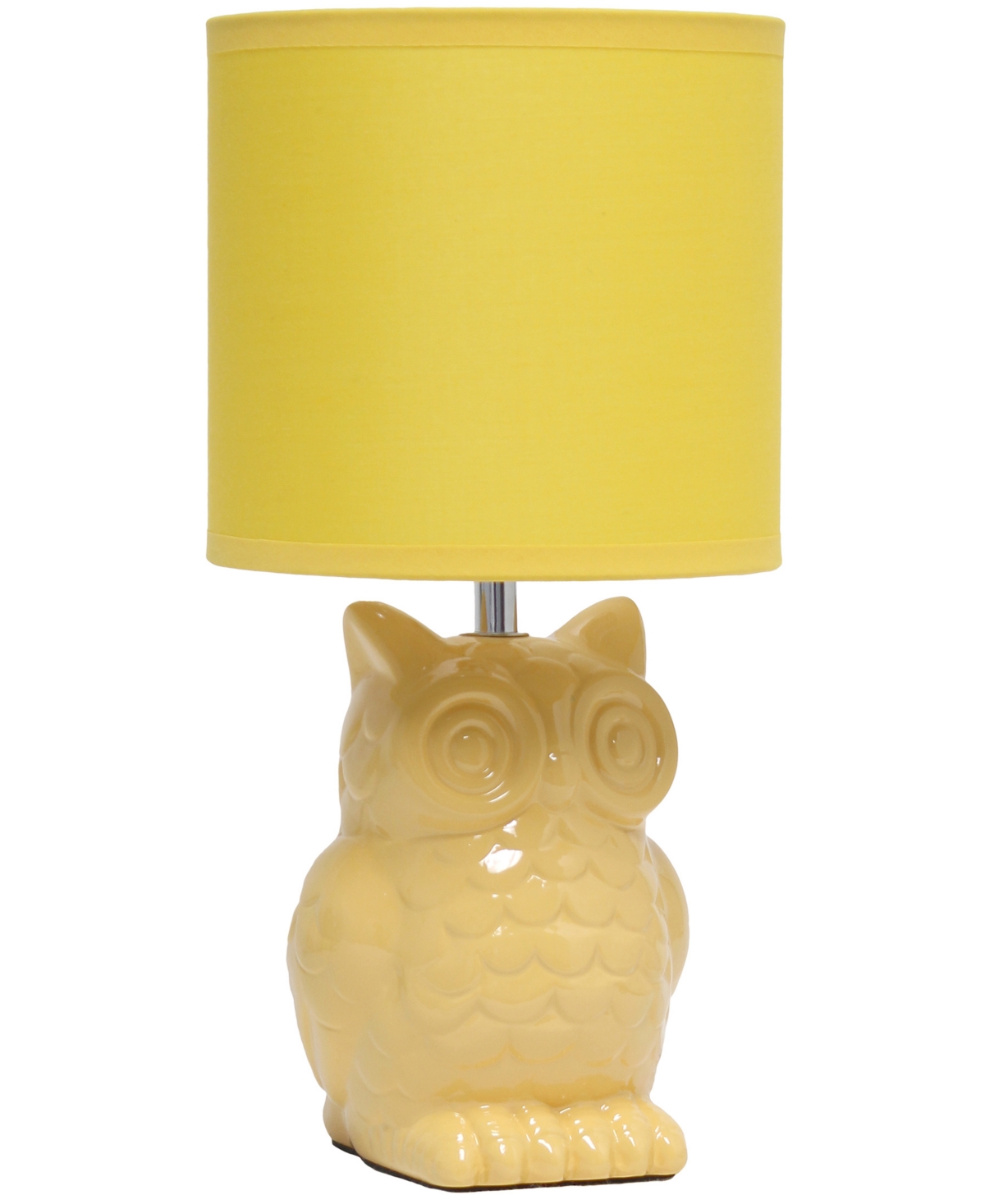 SIMPLE DESIGNS 12.8" TALL CONTEMPORARY CERAMIC OWL BEDSIDE TABLE DESK LAMP WITH MATCHING FABRIC SHADE 