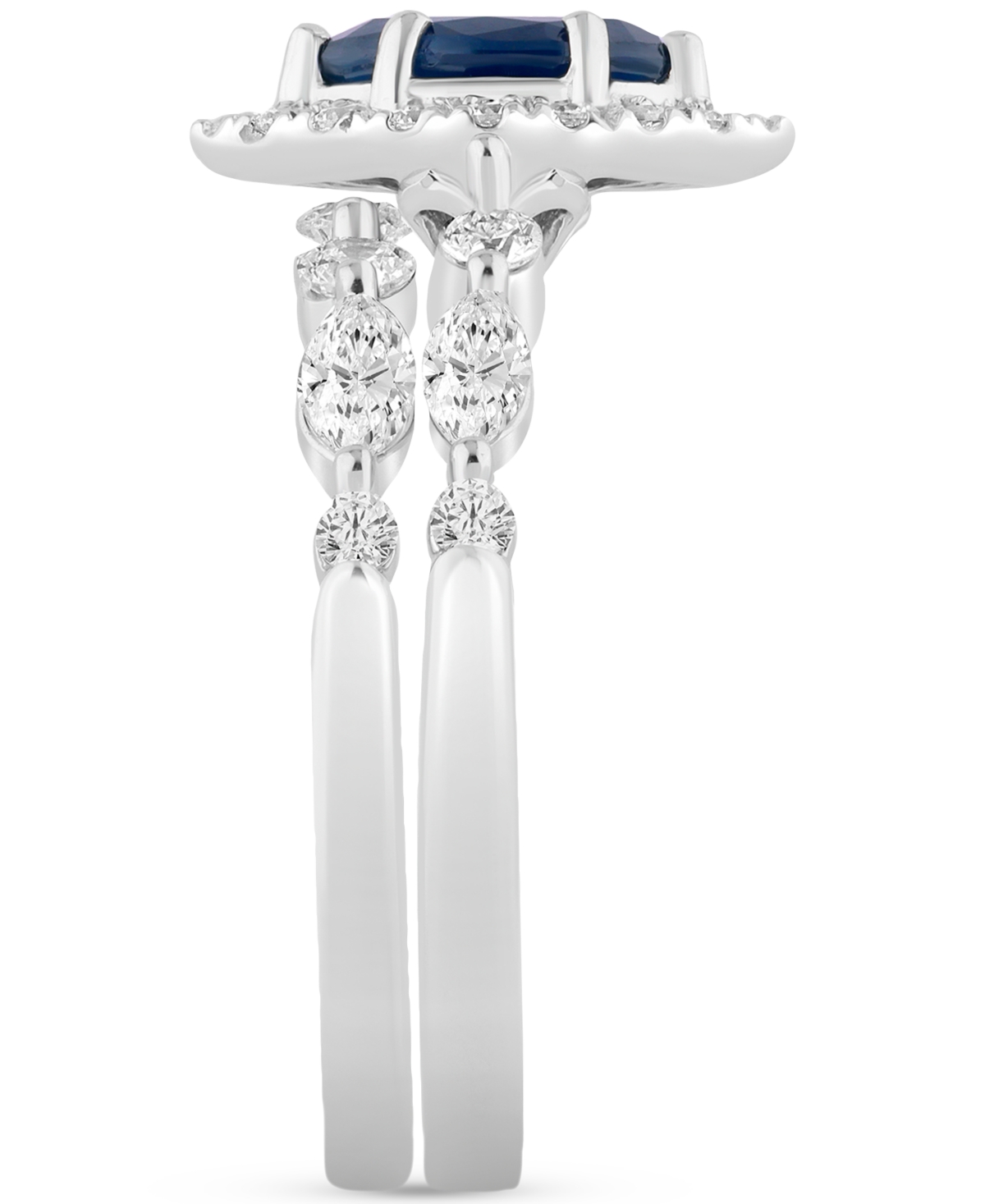 (5/8 ct. t.w.) & Diamond (7/8 ct. t.w.) Halo Bridal Set in 14k White Gold - Sapphire