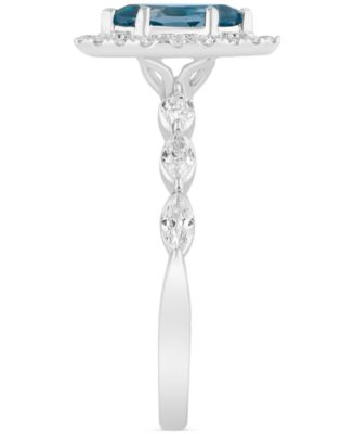 London Blue Topaz (5/8 ct. t.w.) & Diamond (7/8 ct. t.w.) Bridal Set in 14k White Gold