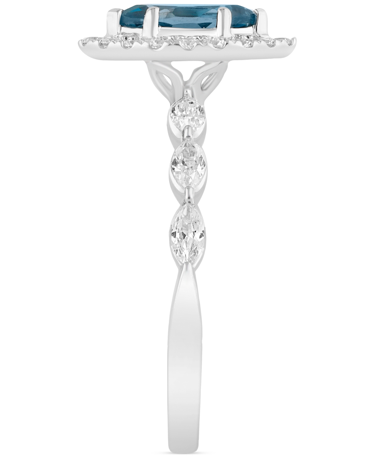 Macy's London Blue Topaz (5/8 Ct. T.w.) & Diamond (7/8 Ct. T.w.) Bridal Set In 14k White Gold In London Blue Topaz