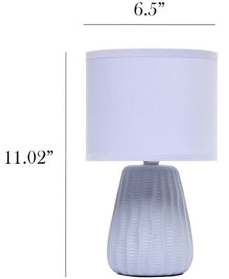 11.02" Traditional Mini Modern Ceramic Texture Pastel Accent Bedside Table Desk Lamp with Matching Fabric Shade 
