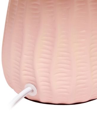 11.02" Traditional Mini Modern Ceramic Texture Pastel Accent Bedside Table Desk Lamp with Matching Fabric Shade 