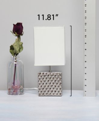 11.81" Tall Contemporary Petite Hammered Metallic Gold Square Bedside Table Desk Lamp with Rectangular Black Fabric Shade 