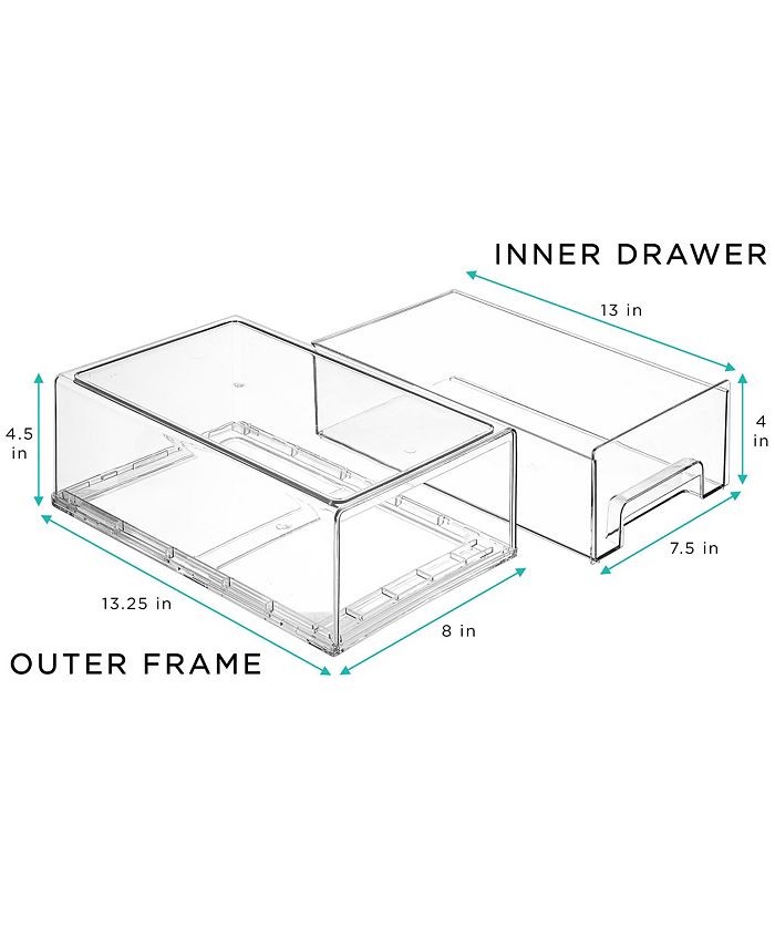 Sorbus Clear Stackable Pull-Out Refrigerator Organizer Bins (2 Pack ...