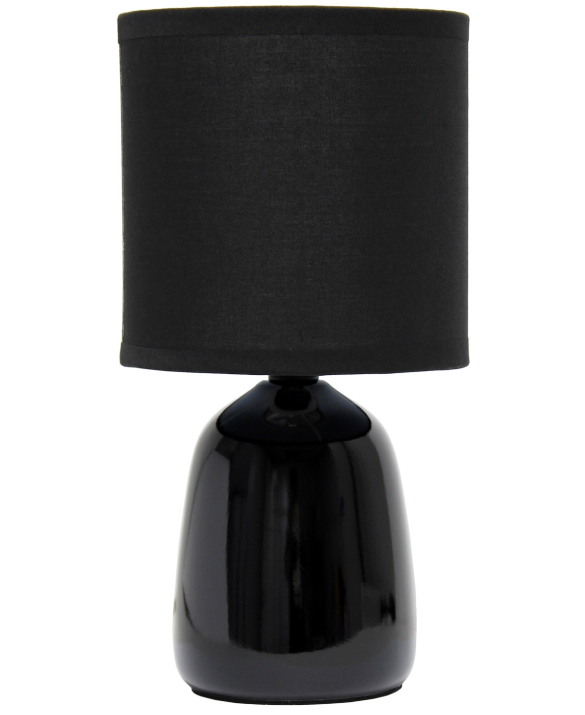 Shop Simple Designs 10.04" Tall Traditional Ceramic Thimble Base Bedside Table Desk Lamp With Matching Fabric Shade In Navy Blue