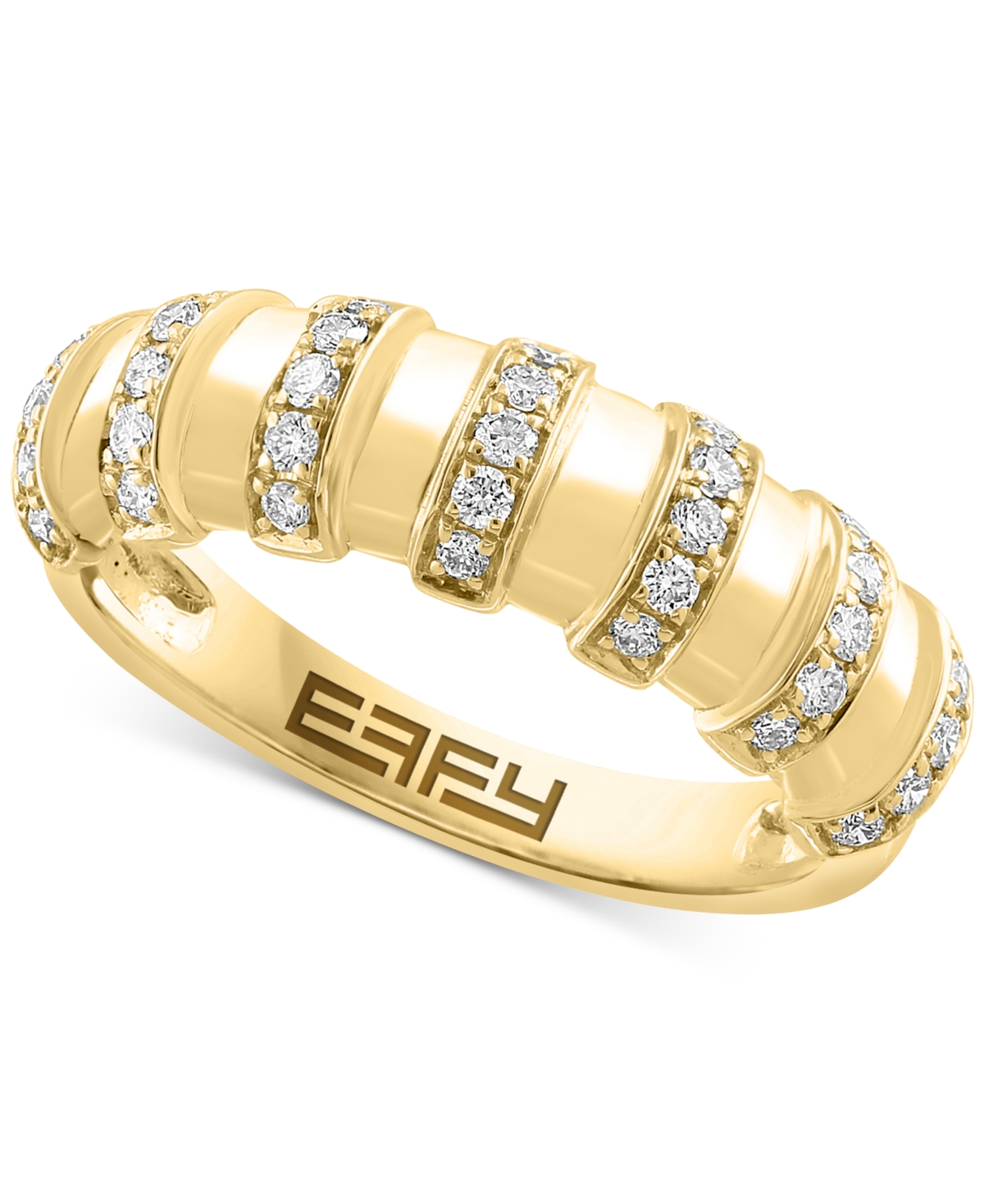 Shop Effy Collection Effy Diamond Multirow Statement Ring (1/3 Ct. T.w.) In 14k Gold In Yellow Gol