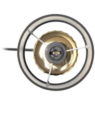 11.61" Tall Contemporary Ruffled Metallic Gold Capsule Bedside Table Desk Lamp with Black Drum Fabric Shade