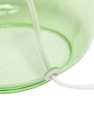 Glass Table Lamp with Fabric Shade, Green with White Shade
