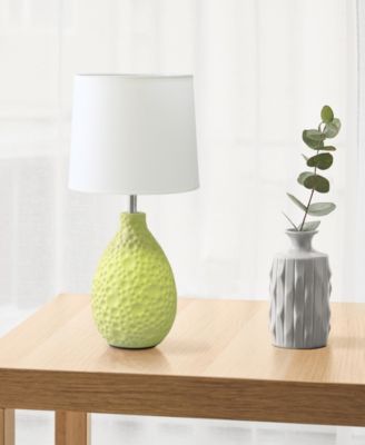 Essentix 14.17" Traditional Ceramic Textured Thumbprint Tear Drop Shaped Table Desk Lamp 