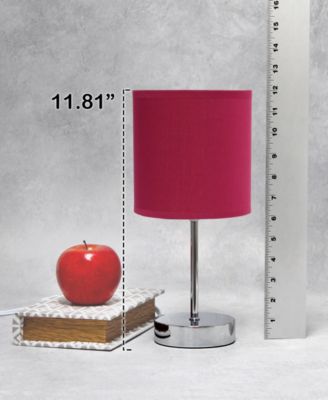 Nauru 11.81" Traditional Petite Metal Stick Bedside Table Desk Lamp in Chrome with Fabric Drum Shade