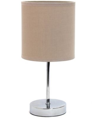 Nauru 11.81" Traditional Petite Metal Stick Bedside Table Desk Lamp in Chrome with Fabric Drum Shade