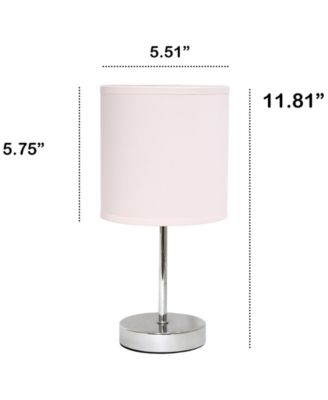 Nauru 11.81" Traditional Petite Metal Stick Bedside Table Desk Lamp in Chrome with Fabric Drum Shade