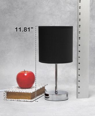 Nauru 11.81" Traditional Petite Metal Stick Bedside Table Desk Lamp in Chrome with Fabric Drum Shade