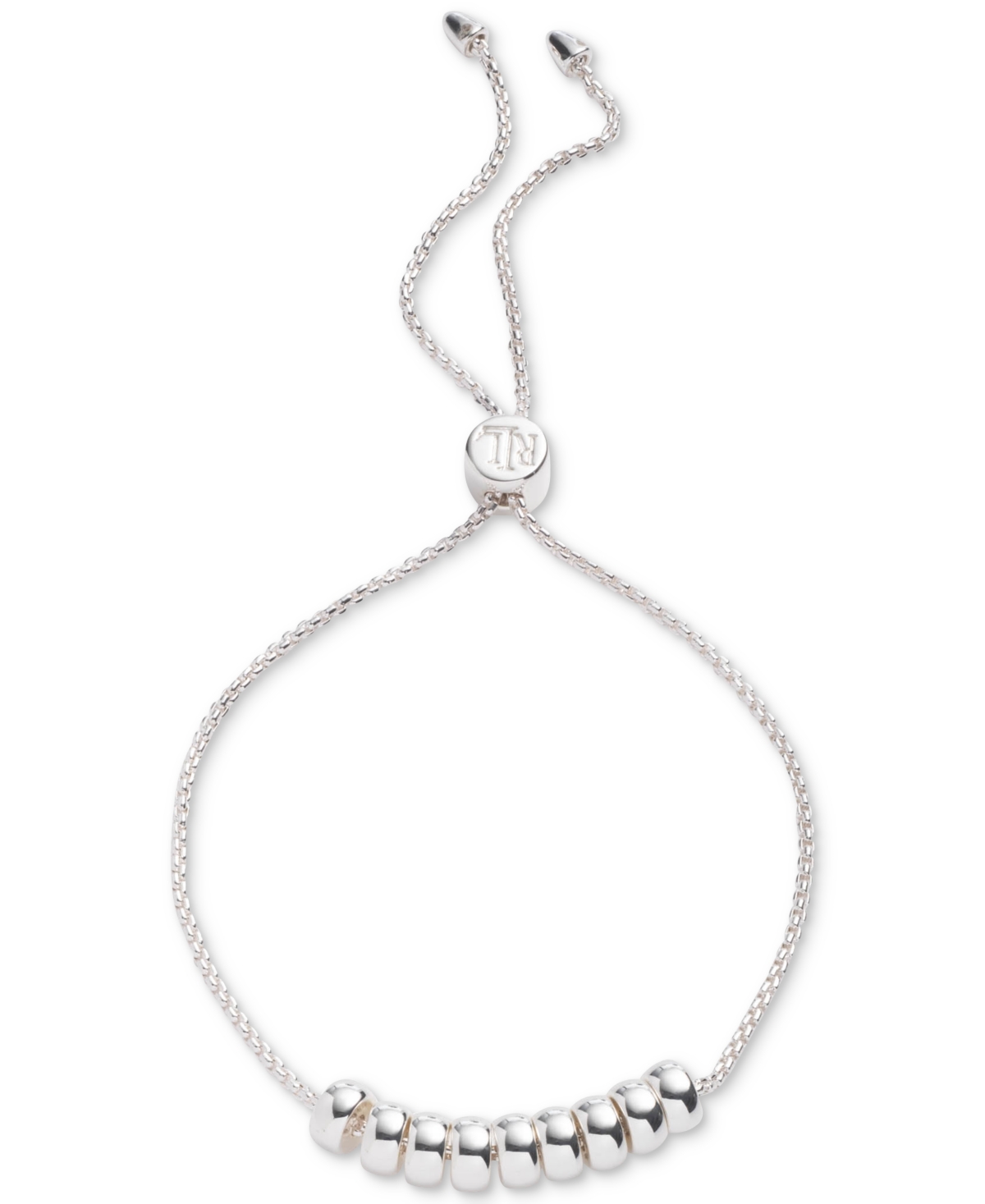 Shop Lauren Ralph Lauren Rondelle Slider Adjustable Bracelet In Silver