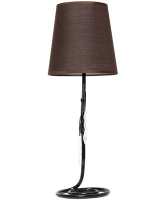 Priva 19" Contemporary Metal Winding Ivy Table Desk Lamp with Brown Fabric Shade 