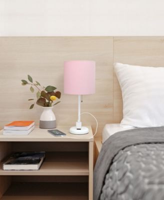 Oslo 19.5" Contemporary Bedside Standard Metal Table Desk Lamp with White Drum Fabric Shade 