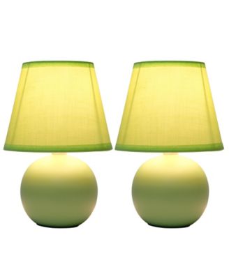 Nauru 8.66" Traditional Petite Ceramic Orb Bedside Table Desk Lamp Two Pack Set, Tapered Drum Fabric Shade 