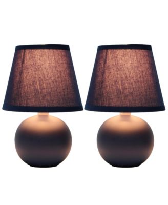 Nauru 8.66" Traditional Petite Ceramic Orb Bedside Table Desk Lamp Two Pack Set, Tapered Drum Fabric Shade 