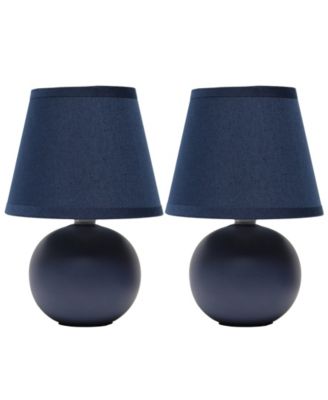 Nauru 8.66" Traditional Petite Ceramic Orb Bedside Table Desk Lamp Two Pack Set, Tapered Drum Fabric Shade 