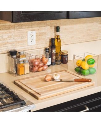 8 Pack Small Clear Storage Bins with Handles - for Kitchen, Cabinet Organizer, Pantry & Refrigerator