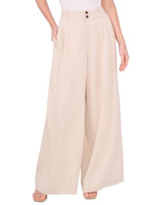 CeCe - Women's Pleated High-Rise Wide-Leg Pants
