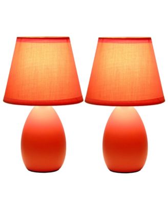 Nauru 9.45" Traditional Petite Ceramic Oblong Bedside Table Desk Lamp Two Pack Set, Tapered Drum Fabric Shade 