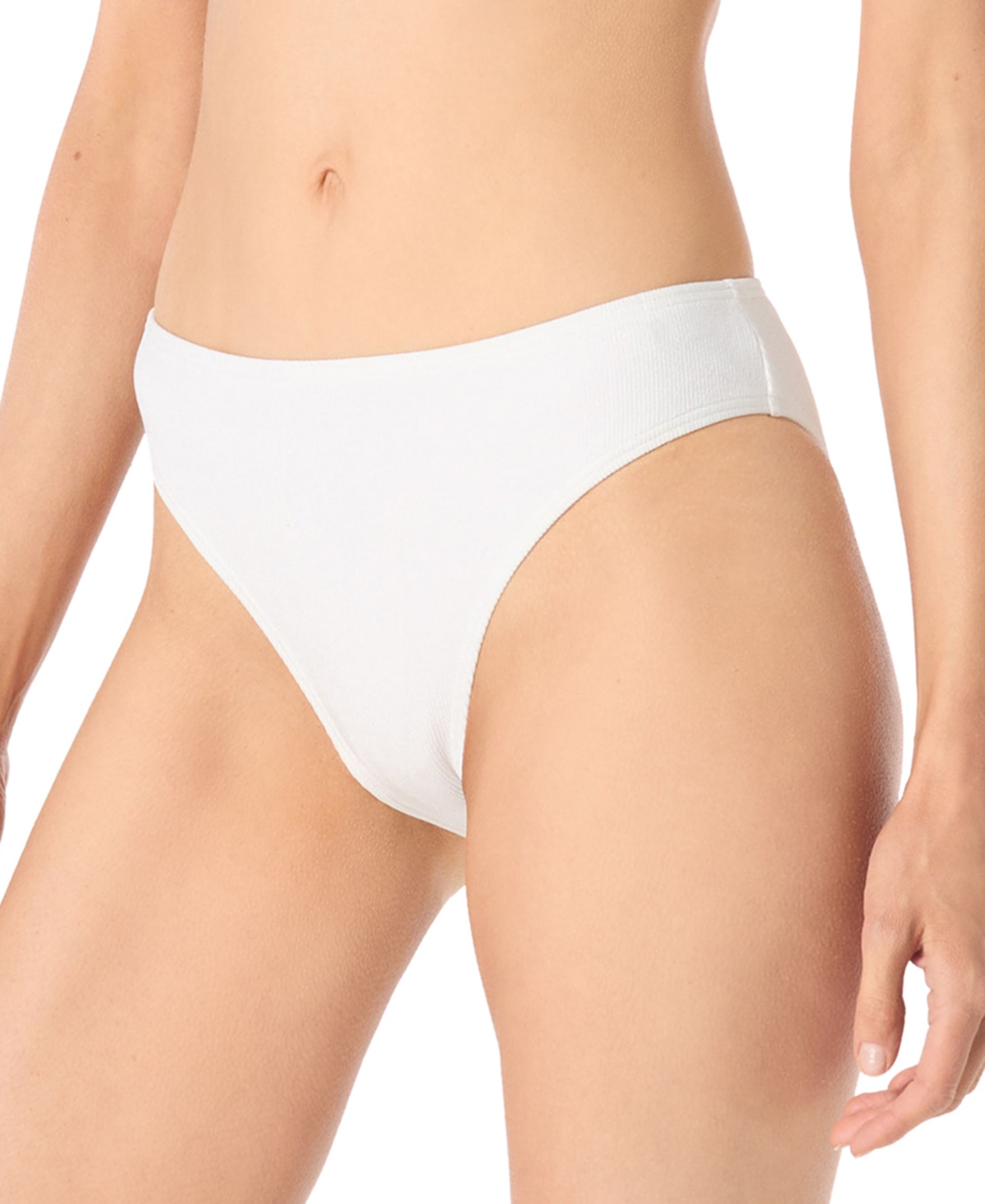 Shop Michael Kors Michael  Women's Textured Full Coverage Bikini Bottoms In White