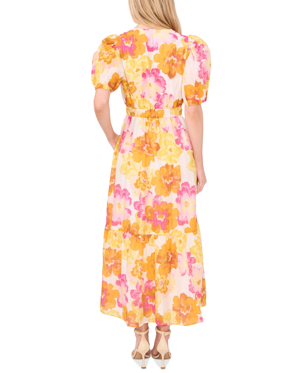 Shop Cece Women's Puff-sleeve Floral Maxi Dress In Radiant Yellow