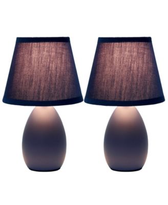 Nauru 9.45" Traditional Petite Ceramic Oblong Bedside Table Desk Lamp Two Pack Set, Tapered Drum Fabric Shade 