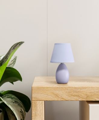 Nauru 9.45" Traditional Petite Ceramic Oblong Bedside Table Desk Lamp with Tapered Drum Fabric Shade 